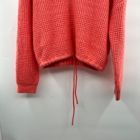 Hippie Rose Knit Sweater Coral Size Medium V-Neck Long Sleeve Tie Hem - Picture 3 of 10